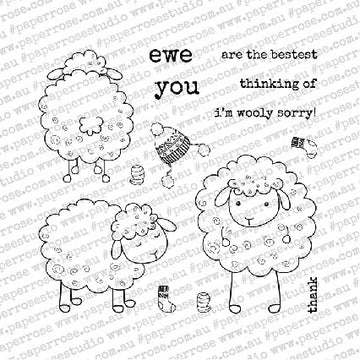 Paper Rose Clear Stamps 4"X4" - Wooly Sorry
