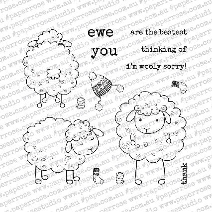 Paper Rose Clear Stamps 4"X4" - Wooly Sorry