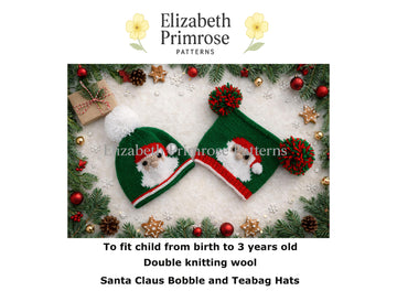 Santa Bobble Hat & Teabag Hat DK Knitting Pattern P4 — Elizabeth Primrose Patterns