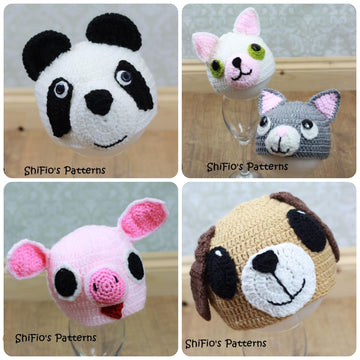 Crochet Pattern Animal Hats  #175