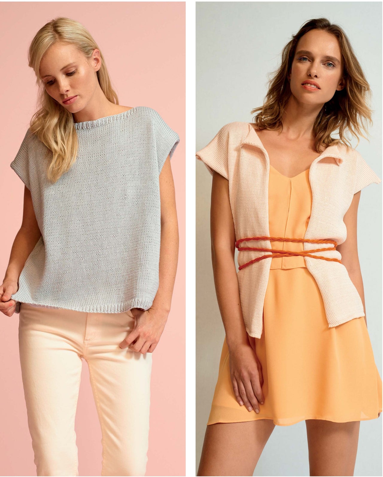 Square Tops and Cardigan in Rico Essentials Cotton DK - 555 - Leaflet