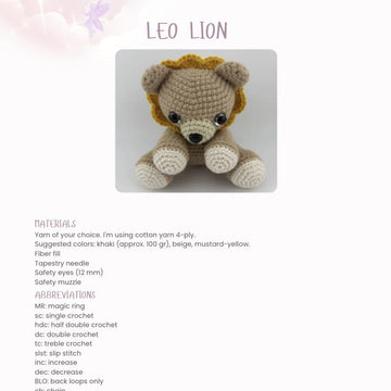 Leo Lion – Lion Crochet Amigurumi Pattern – Available in English & Portuguese