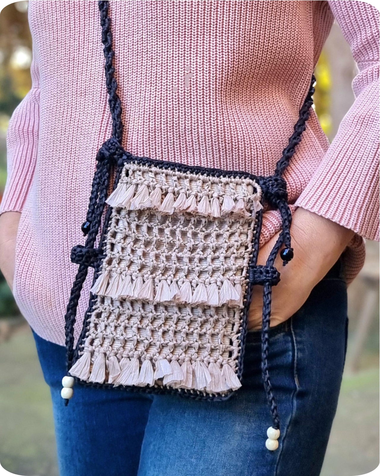Mobile phone crossbody shoulder bag crochet pattern T26