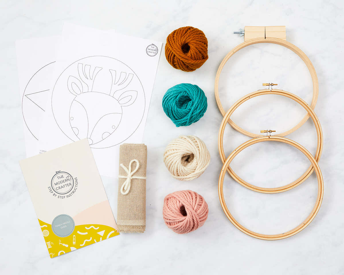The Modern Crafter Reindeer & Star Beginner Punch Needle Kit - 8in
