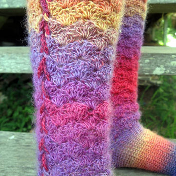 Rainbows and Laces, crochet socks