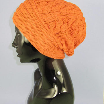 Rib Band Cable Slouch Hat