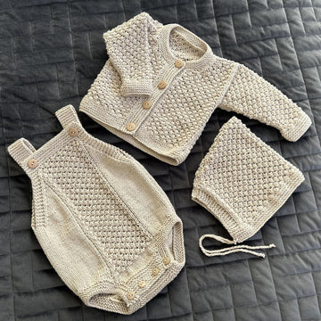 Little Bubbles Cardigan, Rompers and Bonnet
