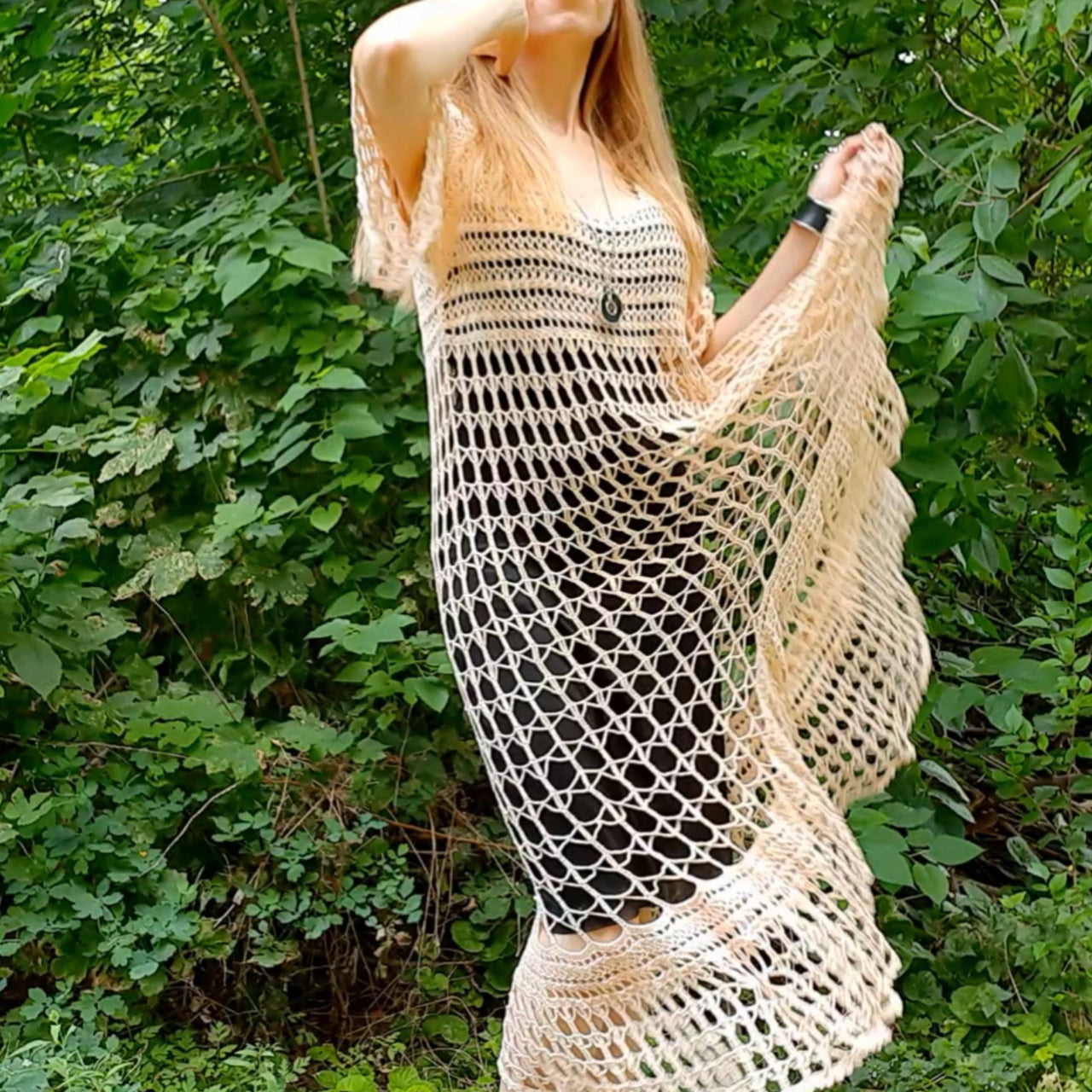 Crochet maxi summer boho dress
