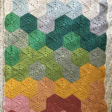 Rainbow Fade Hexagon Blanket