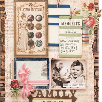 American Crafts Family Heirlooms Adhesive Layered Chipboard 9/Pkg - W/Iridescent Jewel & Copper Glitter