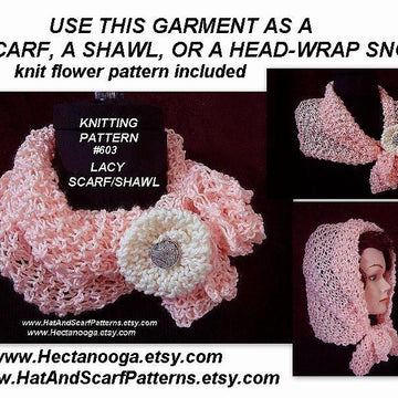 603 LACY KNIT SCARF, SHAWL, SNOOD, HAIRWRAP
