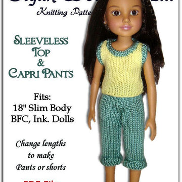 Capri Pants and Sleeveless Shirt for BFC Ink. dolls, 18 inch slim doll