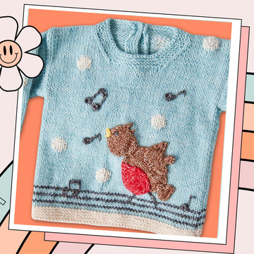 Bobby, Robin Christmas Jumper, Baby Pullover Knitting Patttern
