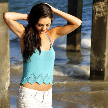Sunshine and Lollipops Braided Strappy Back Tank Top with Geo Lace Edge