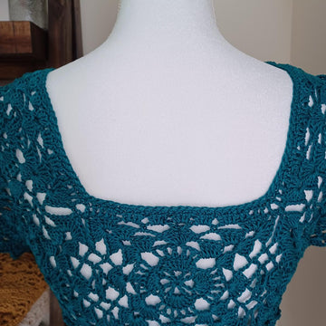 Teal Crochet Lace Top