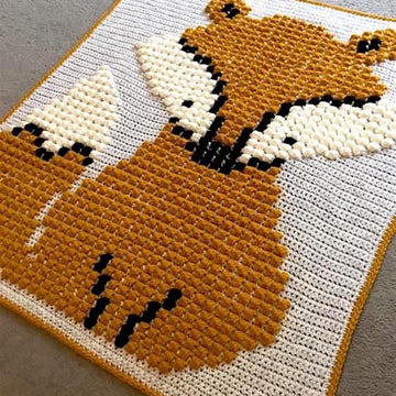 Baby Fox Bobble Stitch Blanket US terminology by Melu Crochet
