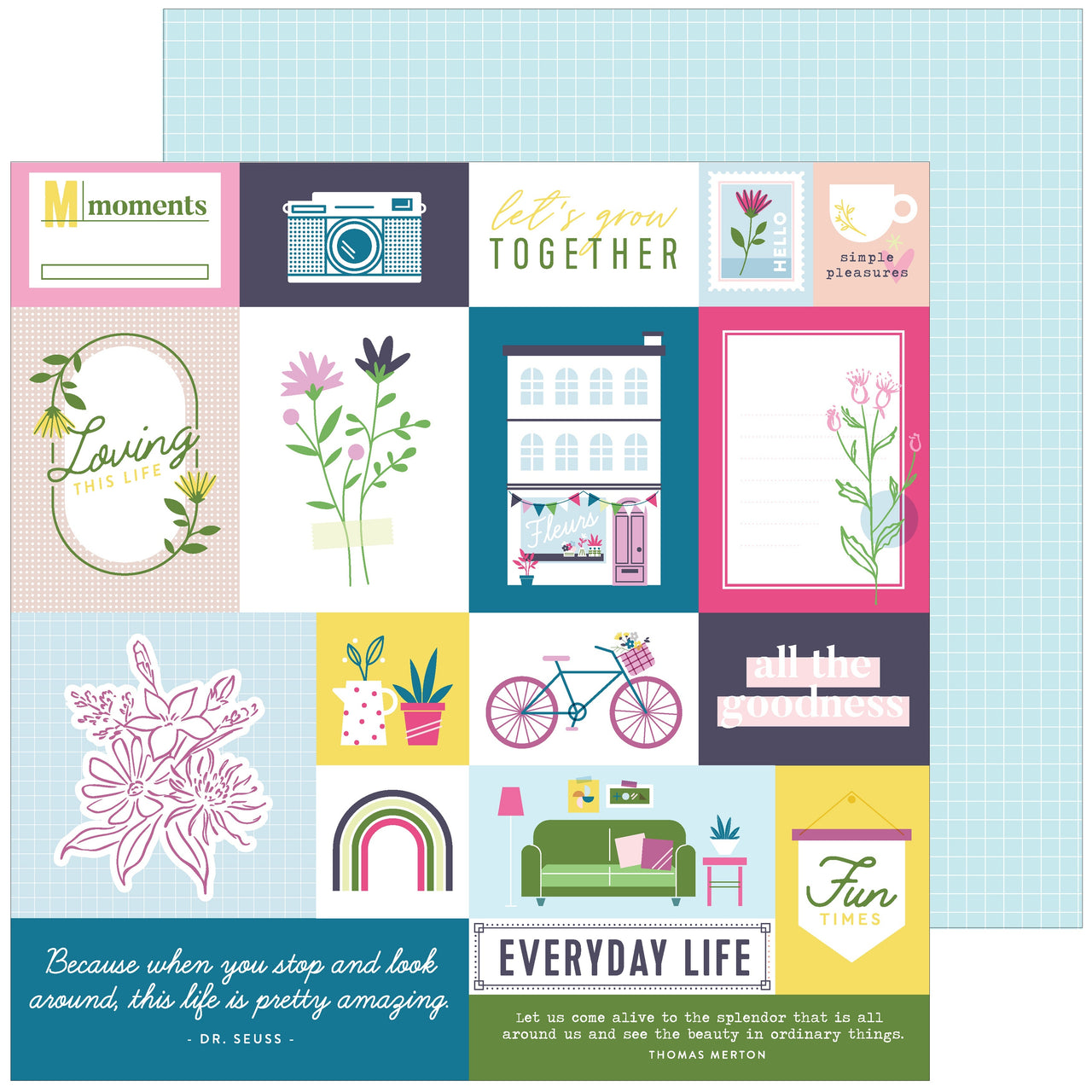 Pinkfresh Studio Noteworthy Double-Sided Cardstock 12"X12" 25/Pkg - Right Now