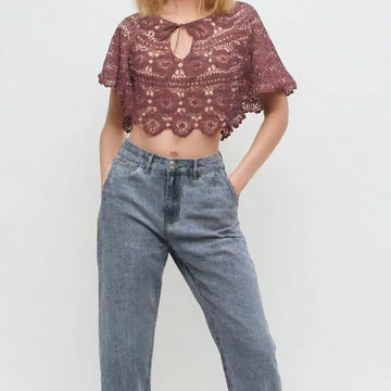 Lace Crochet Capelet Top – Boho Festival Crop Top