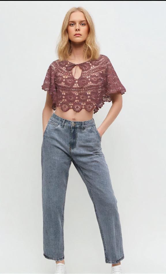 Lace Crochet Capelet Top – Boho Festival Crop Top