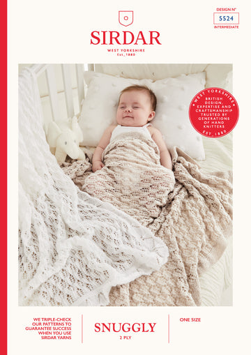 Pretty Picot Lacy Blanket in Sirdar Snuggly 2ply - 5524 - Downloadable PDF