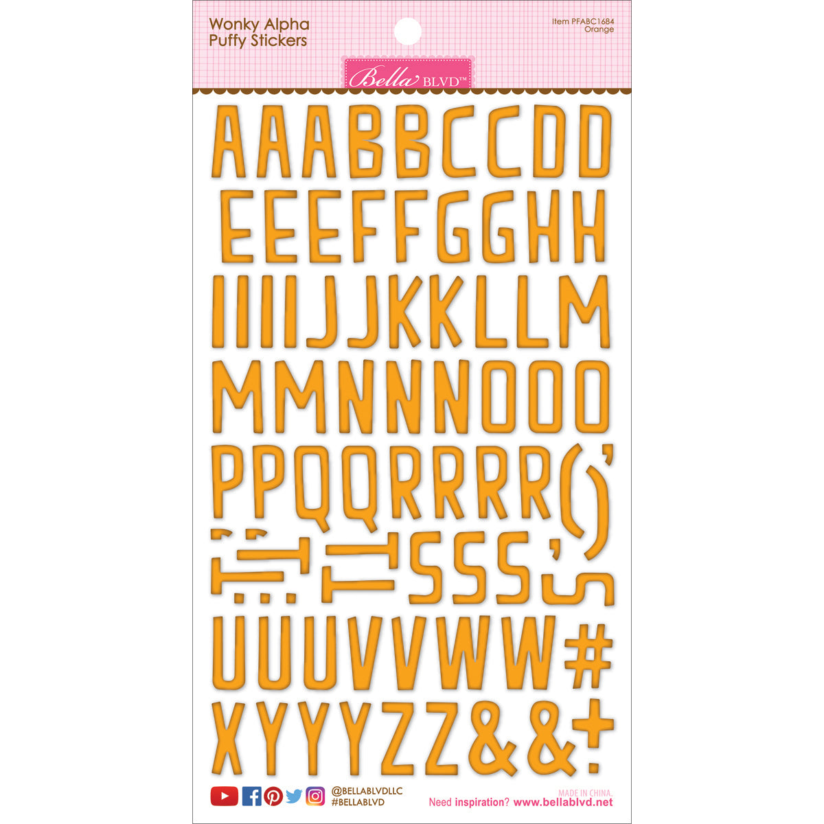 Doodlebug Wonky Alpha Puffy Stickers - Orange