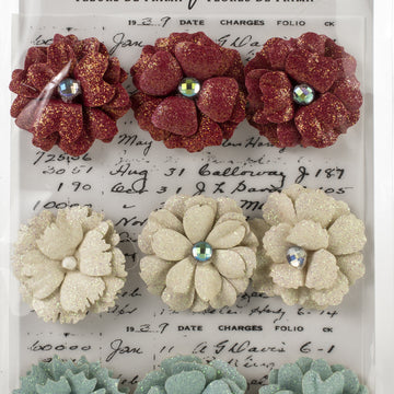 Prima Marketing Mulberry Paper Flowers - 11th Hour/Midnight Garden, 9/Pkg
