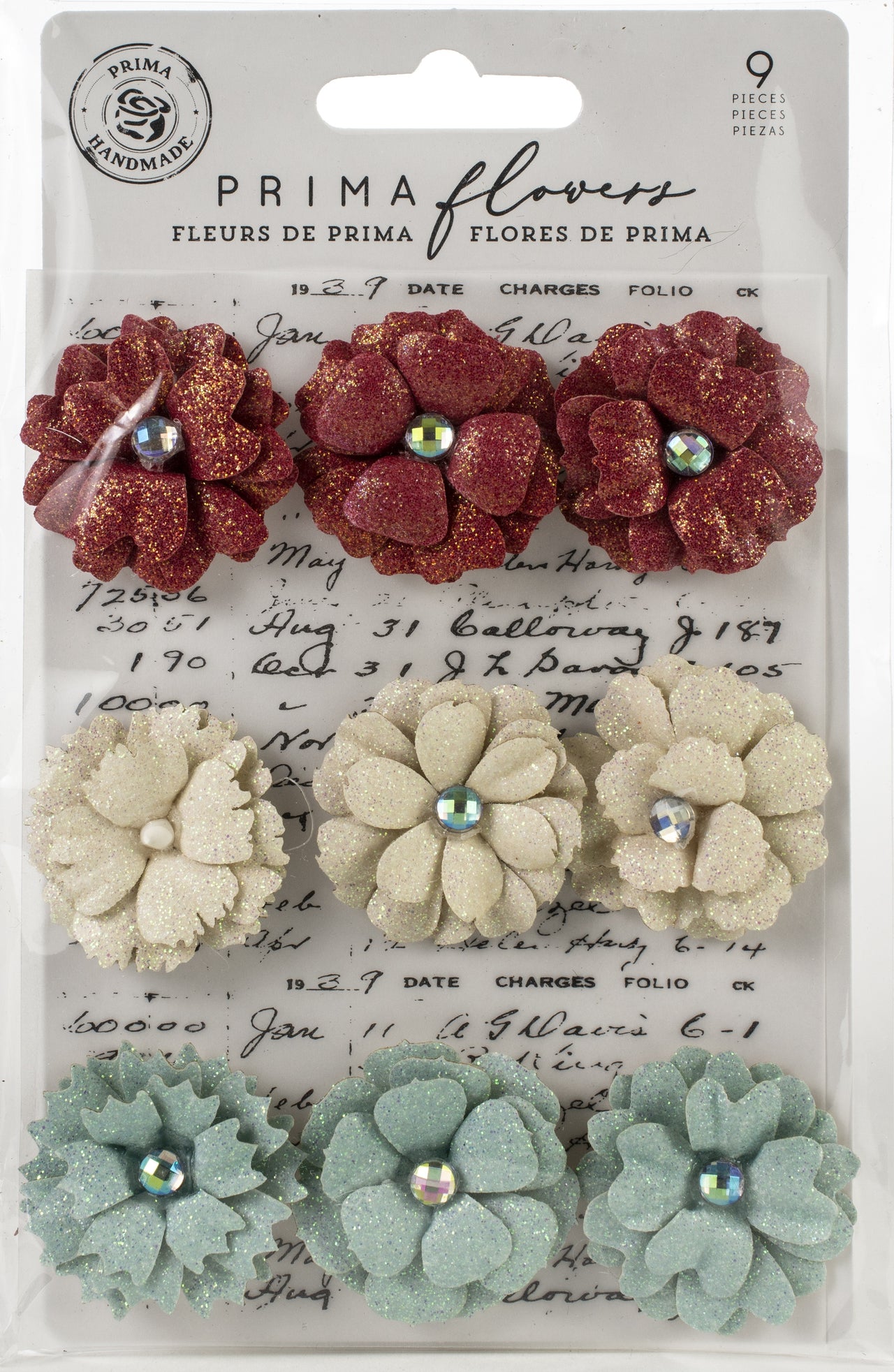 Prima Marketing Mulberry Paper Flowers - 11th Hour/Midnight Garden, 9/Pkg