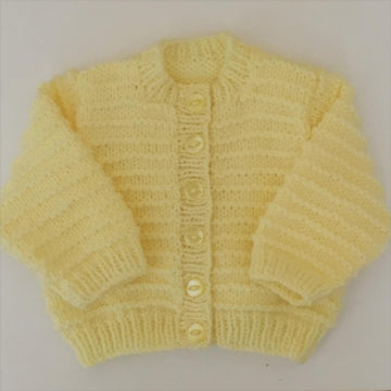 Round Neck garter stripe baby cardigan