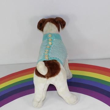 Aran Stripe Back Button Up Garter Stitch Dog Coat
