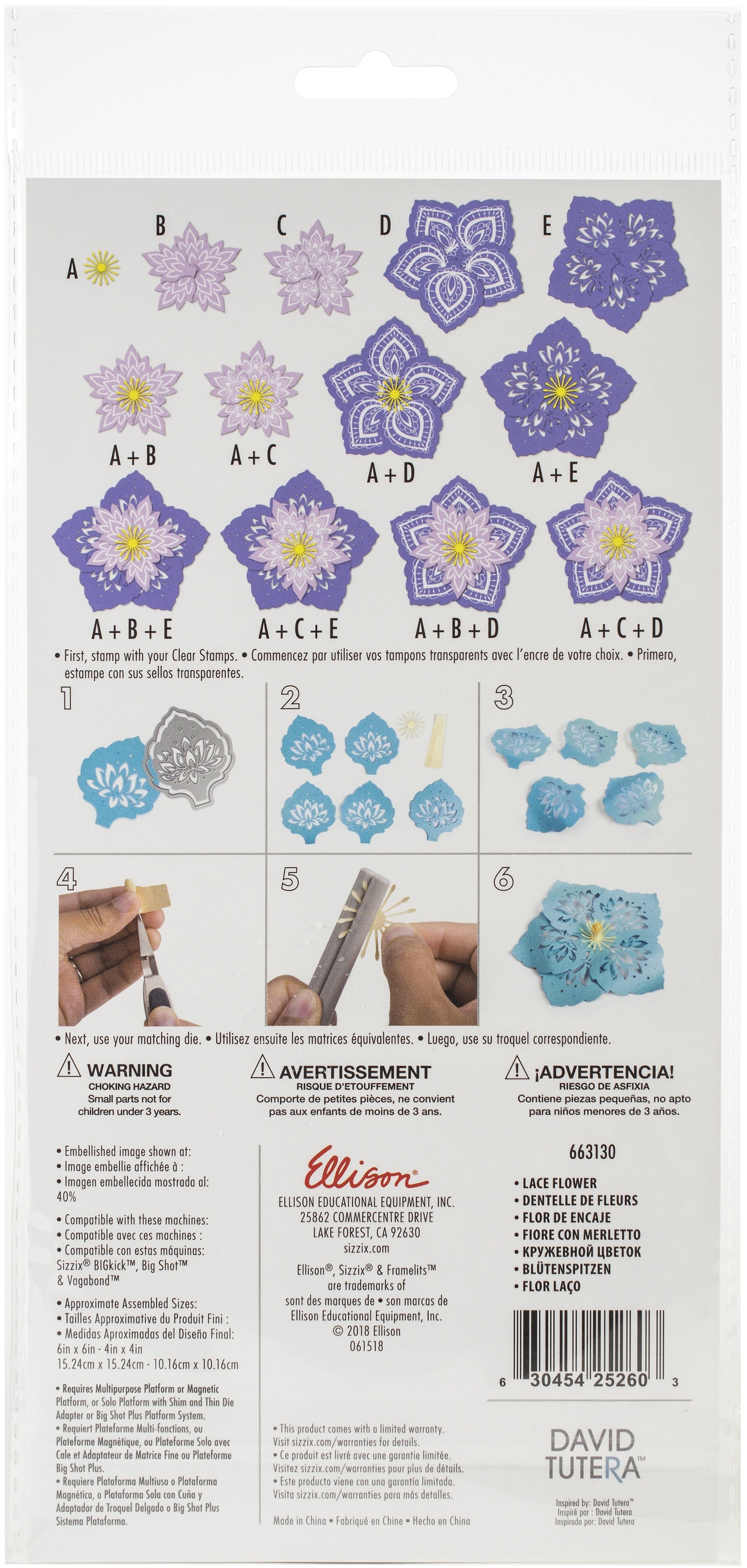 Sizzix Framelits Die & Stamp Set By David Tutera 6/Pkg - Lace Flower