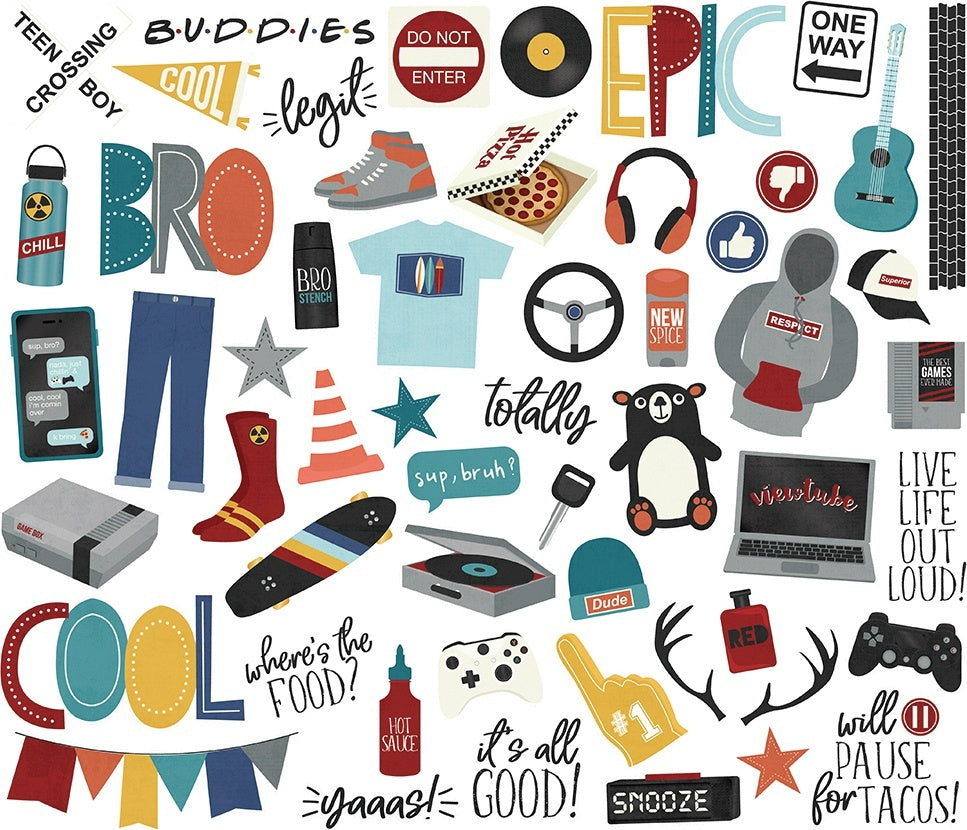 Simple Stories Bro & Co. Bits & Pieces Die-Cuts 55/Pkg - 620016