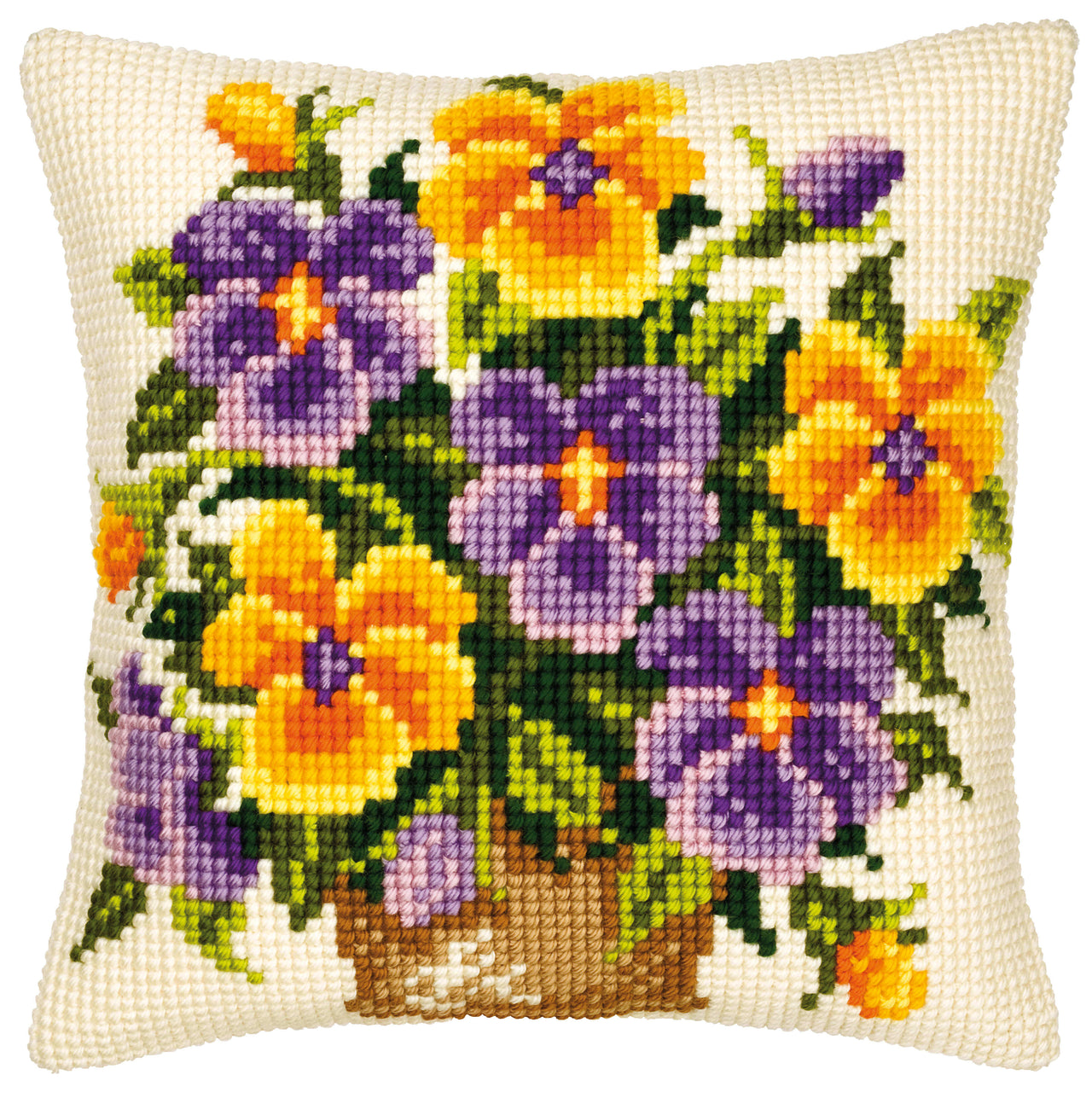 Vervaco Cross Stitch Cushion Kit Pansy Posy Cross Stitch Kit