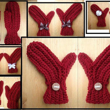 120 sideways mittens, crochet pattern, AGE 2 TO ADULT