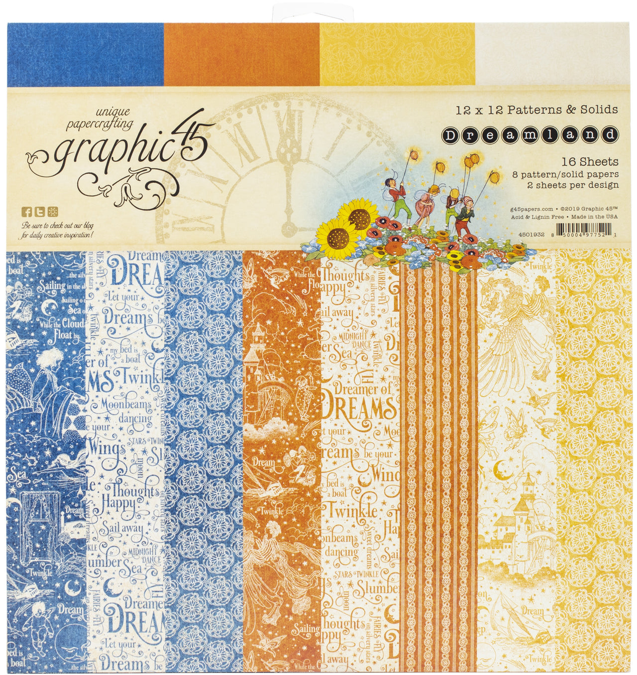 Graphic 45 Double-Sided Paper Pad 12"X12" 16/Pkg - Dreamland, 8 Designs/2 Each