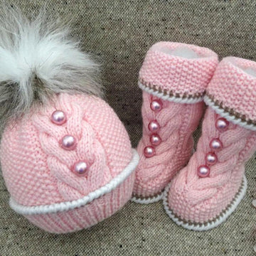 Knitting PATTERN Warm Baby Set Shoes and Hat