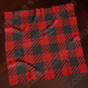 C2C CROCHET PATTERN Red Plaid Blanket Scottish Tartan Afghan Checkered Lapghan