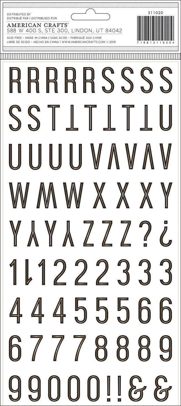 American Crafts 5th & Monaco Thickers Stickers 163/Pkg - Avenue Alpha/Foam