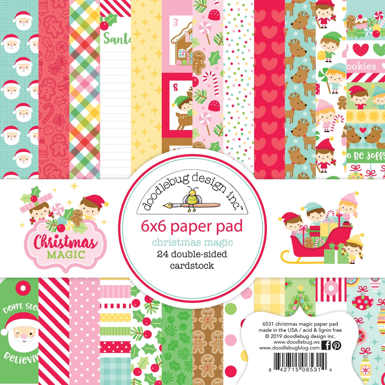 Doodlebug Double-Sided Paper Pad 6"X6" 24/Pkg - Christmas Magic, 12 Designs/2 Each