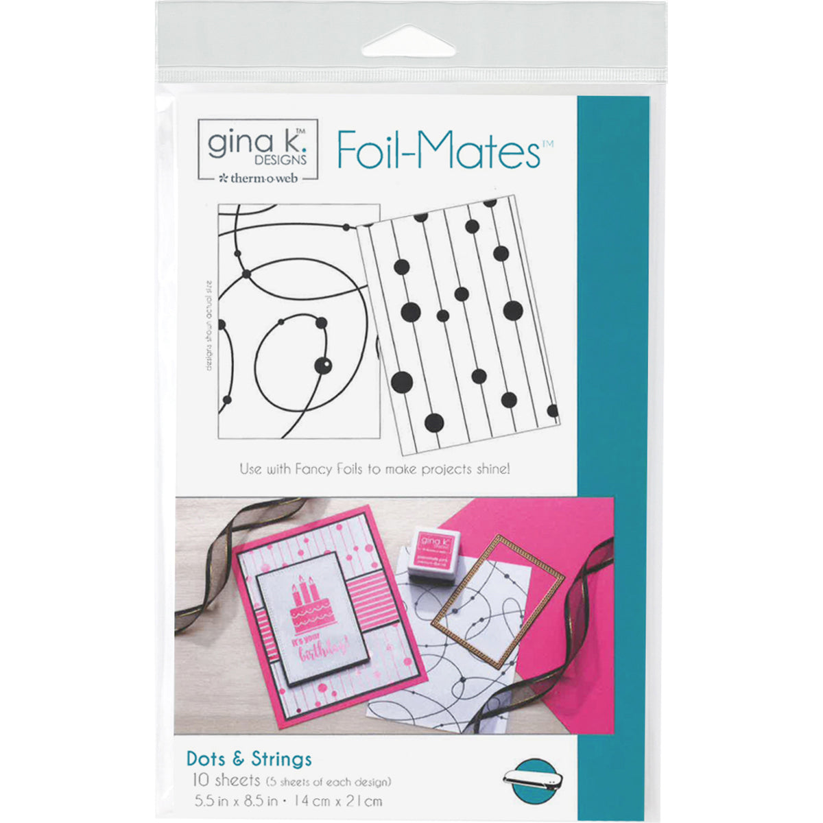 Therm O Web Gina K Designs Foil-Mates Background 5.5"X8.5" 10/Pkg - Dots & Strings