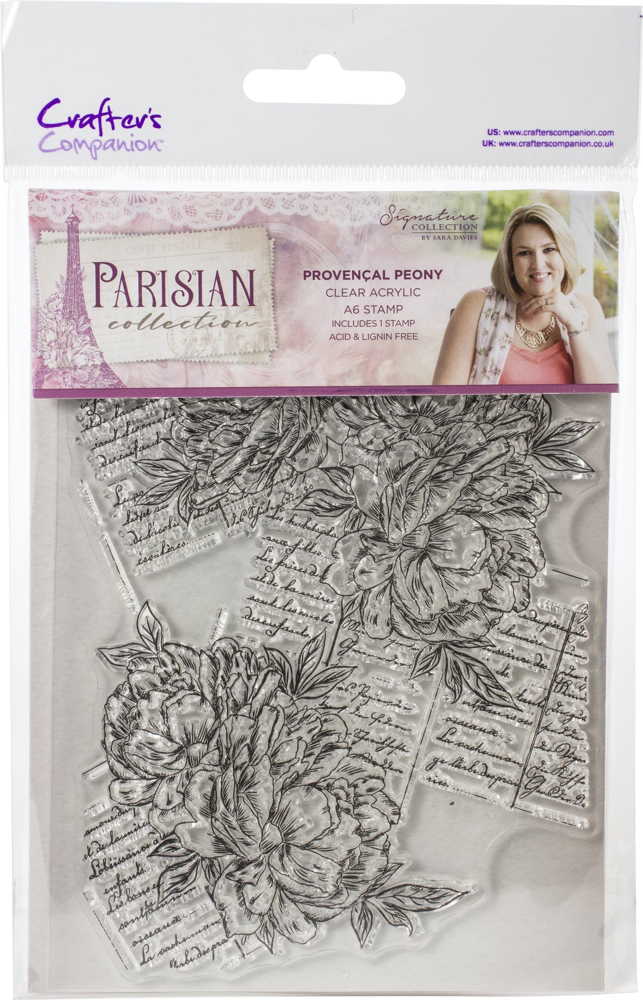 Crafter's Companion Parisian Clear Stamps - Provencal Peony
