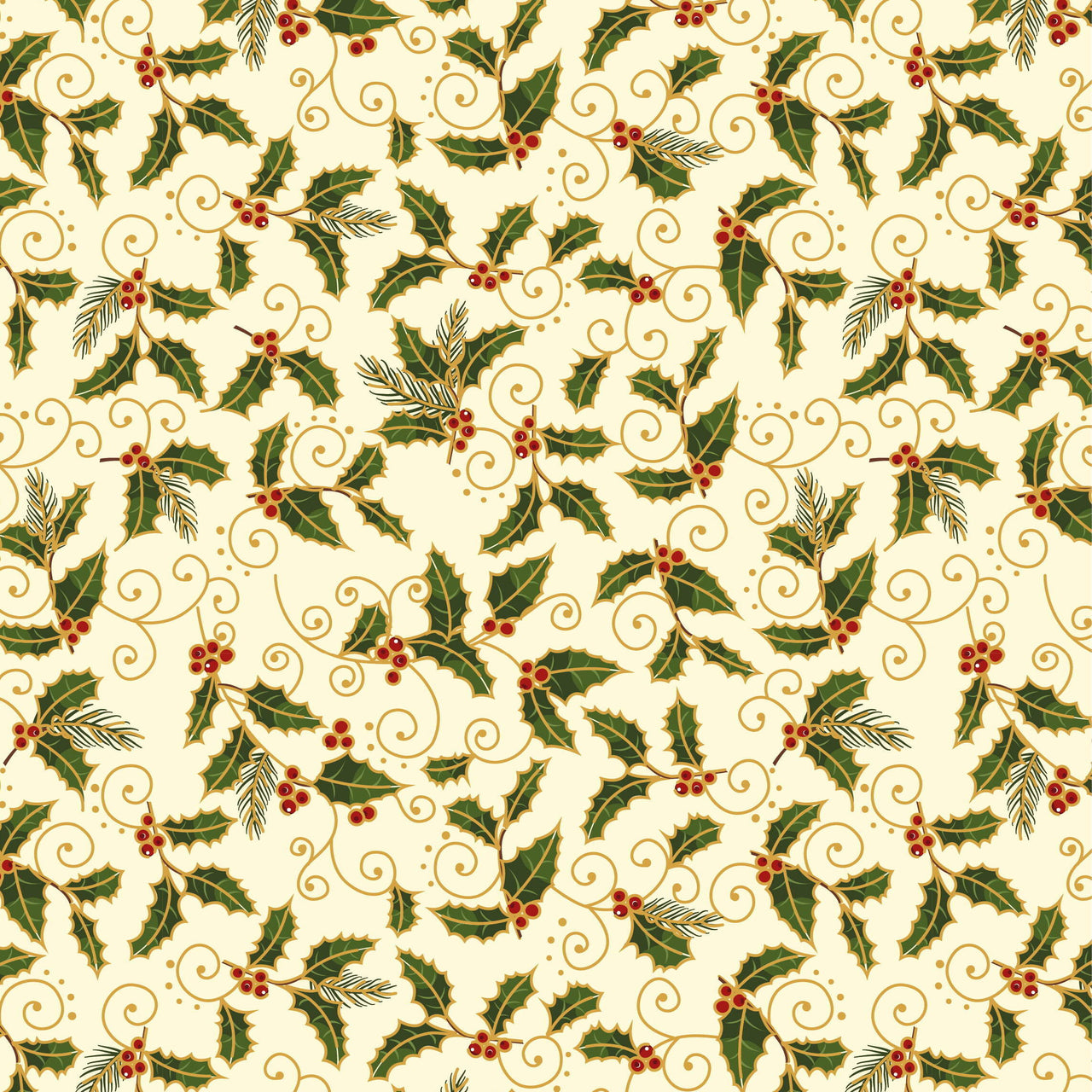 Craft Cotton Company Traditional Holly Metallic Christmas - 260403