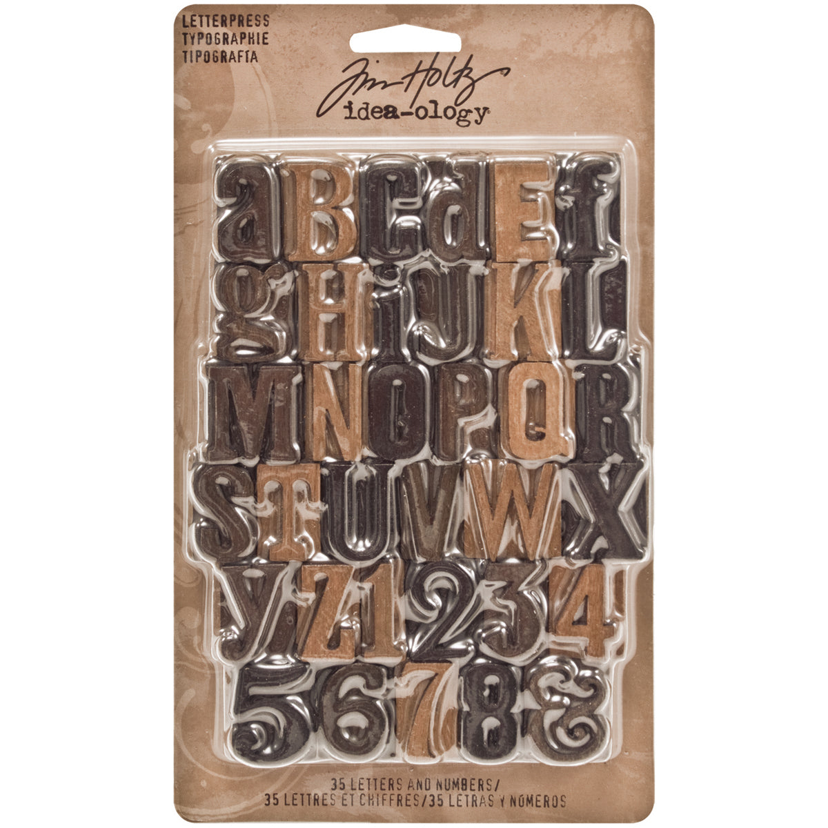 Advantus Idea-Ology Wooden Letterpress Letters 35/Pkg - Alphabet & Numbers 1"