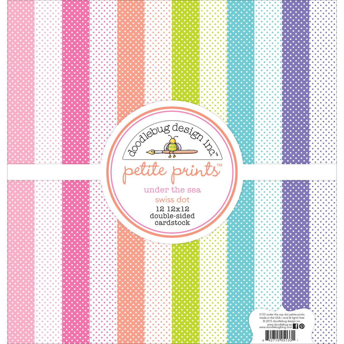 Doodlebug Petite Prints Double-Sided Cardstock 12"X12" 12/Pk - Under The Sea, 12 Designs/1 Each