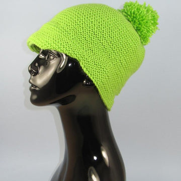 Peak Garter Stitch Bobble Cap