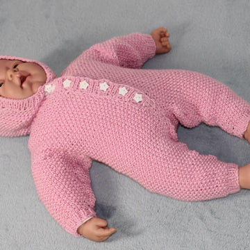 Newborn Baby Moss Stitch Hoodie Onesie