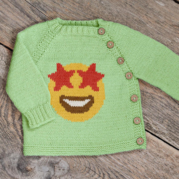 Star Struck Emoji Cardigan Knitting Pattern