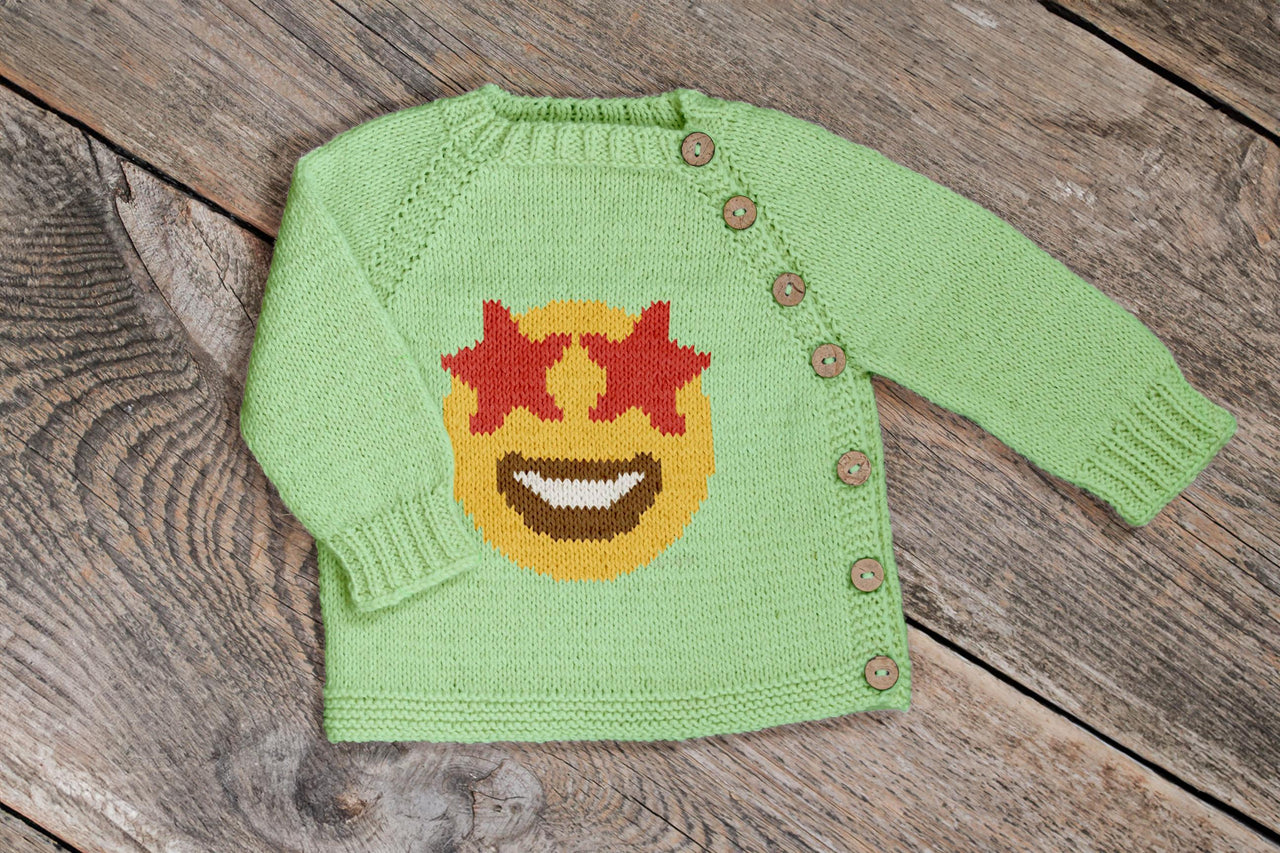 Star Struck Emoji Cardigan Knitting Pattern
