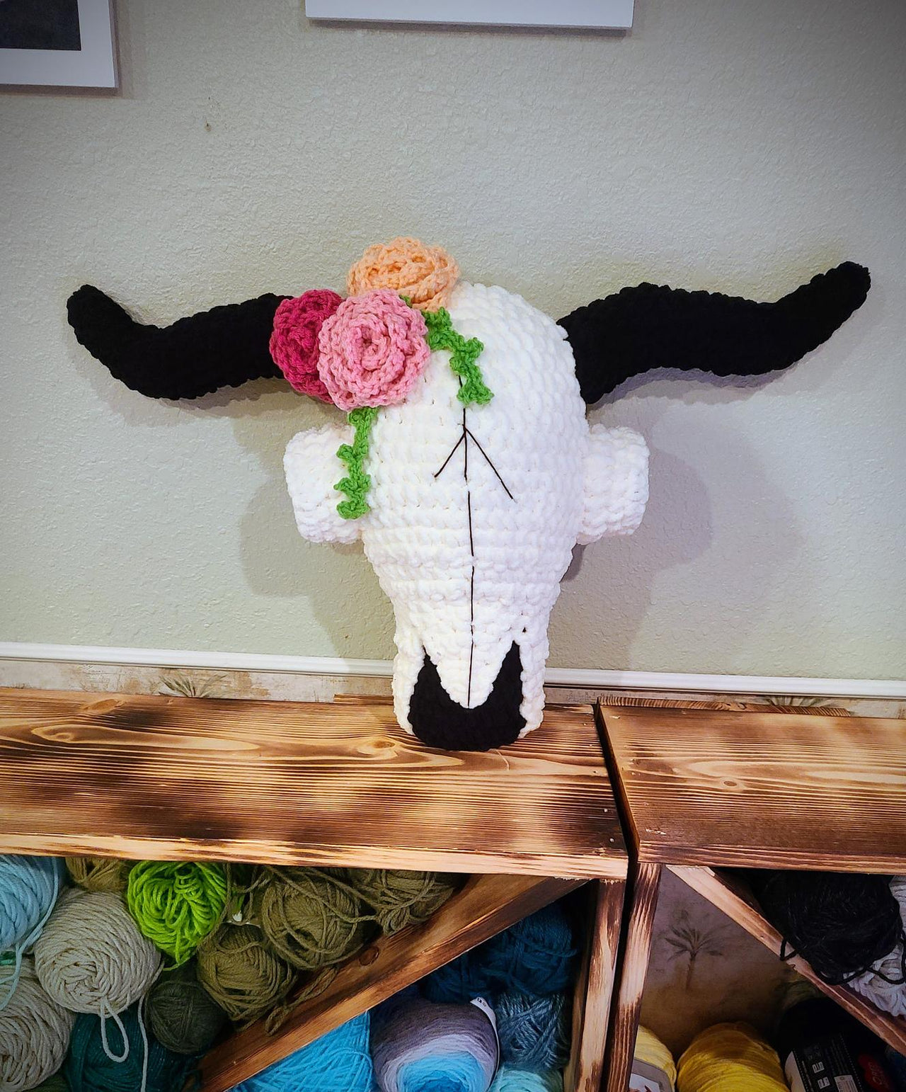 Desert Rose Skull Pillow