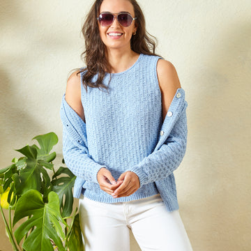 Cardigan and Top in King Cole Linendale DK - 5988 - Leaflet
