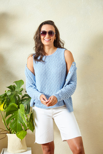 Cardigan and Top in King Cole Linendale DK - 5988 - Leaflet